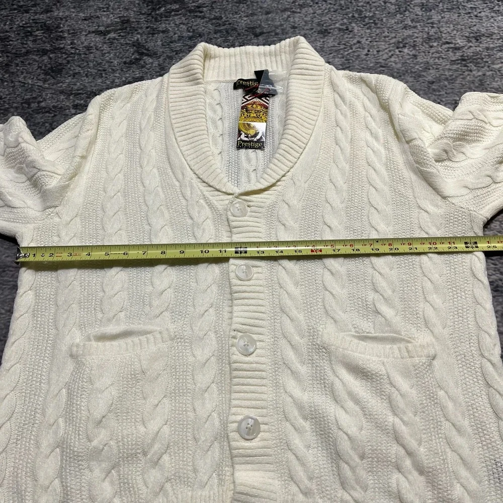 NWT Vintage Prestige Cardigan Sweater Mens XXL White Grandpa 80s‎ 90s